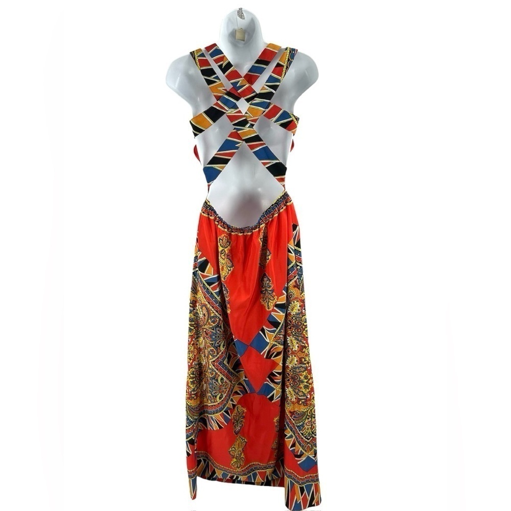 Lovers + Friends Kitty Cat Maxi Dress XS Pockets Tribal Boho Indie Festival - Picture 7 of 14